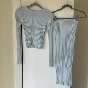 John Elliott Soft Blue Ribbed Knit Set